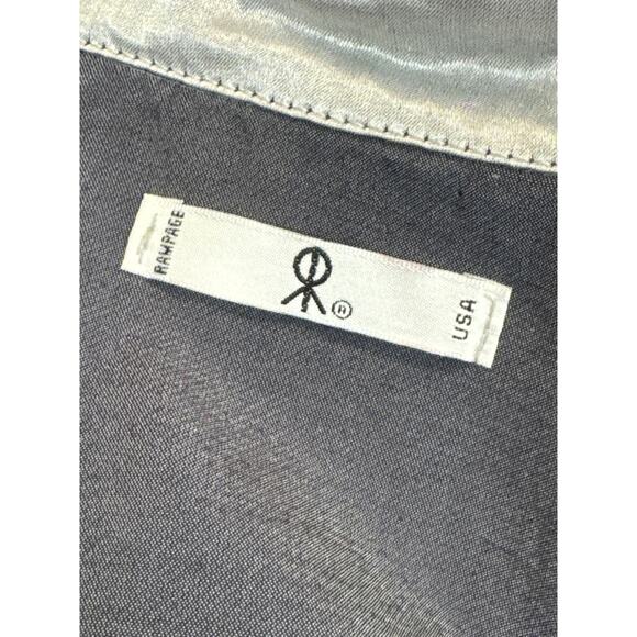 Y2K Rampage Silver Metallic Wrap Top Blouse Medium Going Out Top Crop Futuristic - Picture 4 of 6